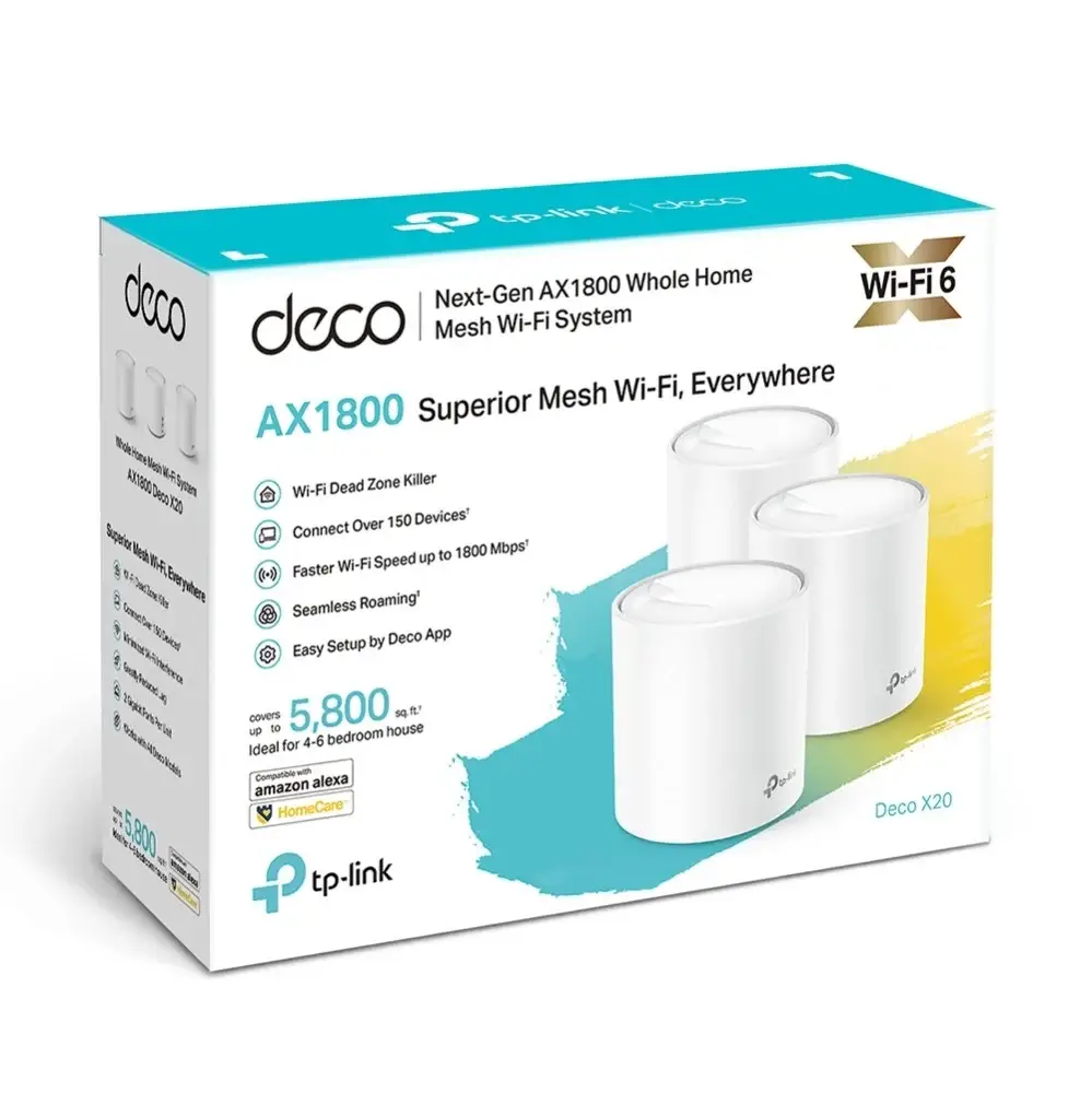 נתב+מודם TP-Link Deco X20(3-pack) AX1800 Whole Home Mesh Wi-Fi 6 System 5